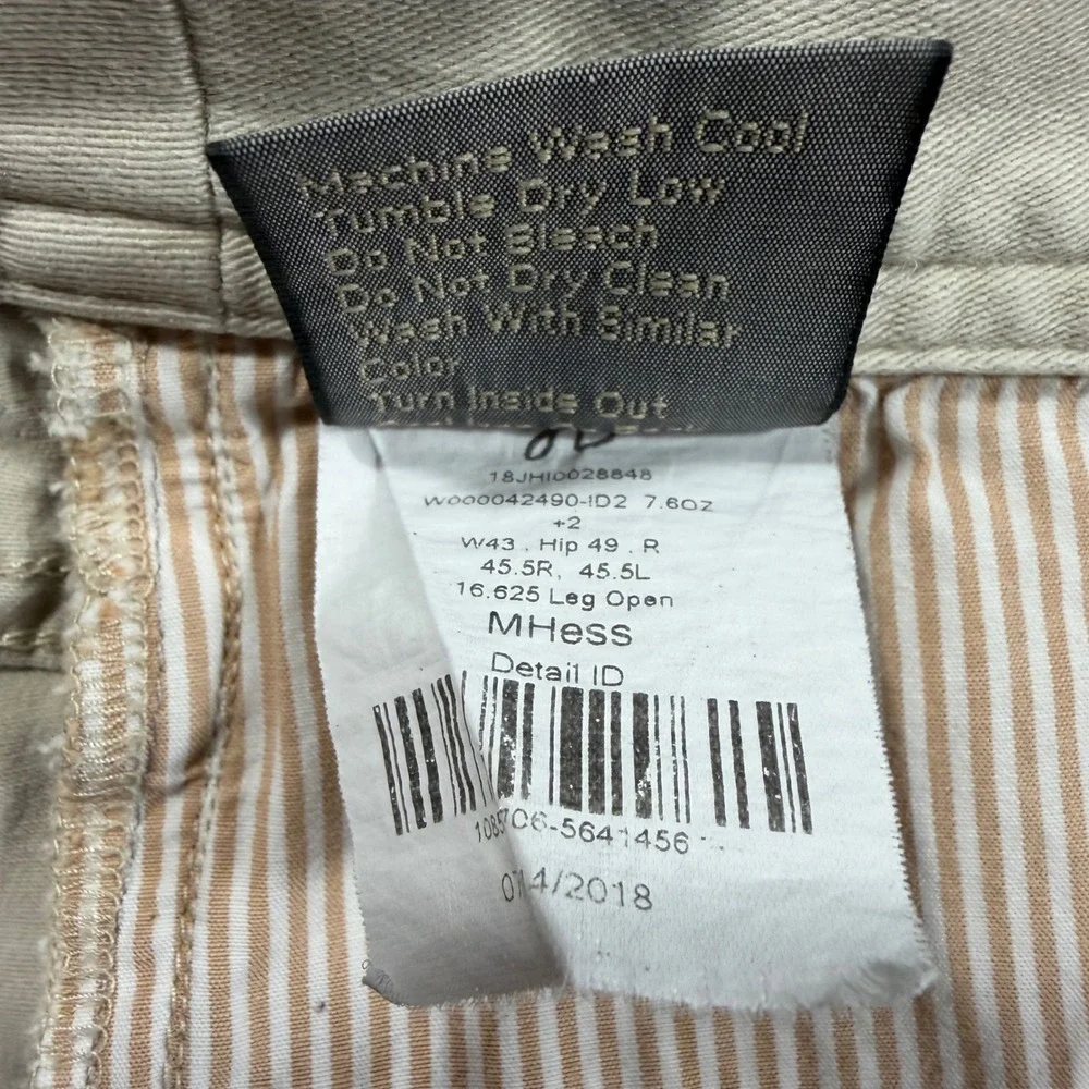 J. Hilburn Men Pants 41x32 Custom 5-Pocket Chino Twill Khaki Tan EUC